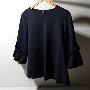 COS navy top w/ Ruffle frill sleeves